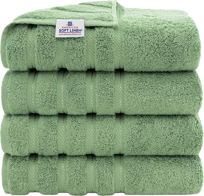 American Soft Linen Luxury 4 Piece Bath Towel Set, 600 GSM 100% Cotton Turkish by AmericanSoftLinen