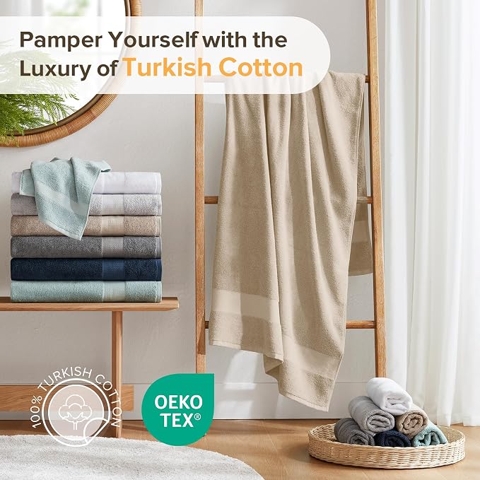 Comfort Spaces Turkish Bath Towel Set of 4 Piece 27x54 Medium 100% Cotton - Image 3