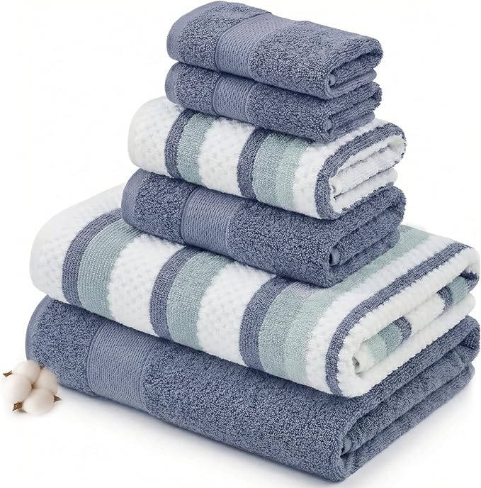 Modern Threads Pax 6-Piece Reversible Yarn Dyed Jacquard Towel Set by ModernThreads