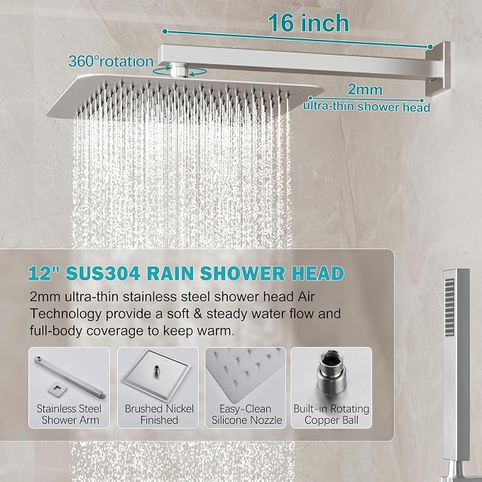Shower System, Brushed Nickel Shower Faucet Set - Image 3