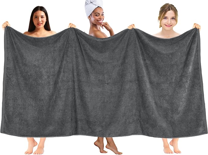 DAN RIVER Pack of 1 Bath Sheet 40x80 Inches, Extra Large Gray Bath Towels - Image 2