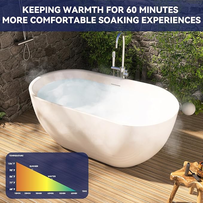 59" Acrylic Free Standing Tub, Stand Alone Tub, Freestanding Bathtub, Soaking - Image 6