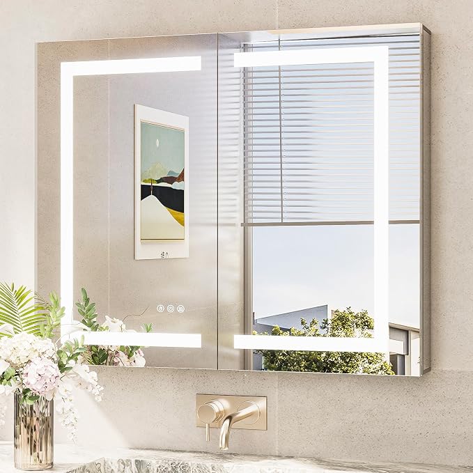 TokeShimi 36x30 Led Mirrored Medicine Cabinet Recessed by RefinedBathroomAccessories