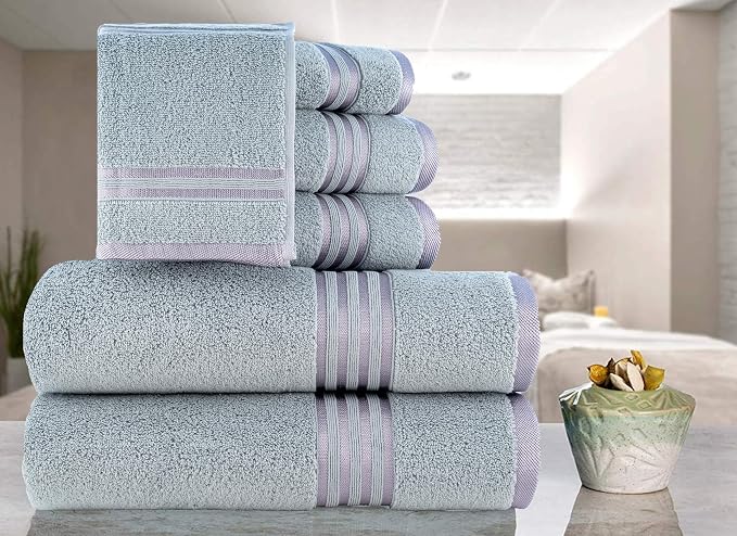 CASA COPENHAGEN Zero Twist, 6 Pieces Set 100% Cotton 0" Twist Towel Set- Grey - Image 2