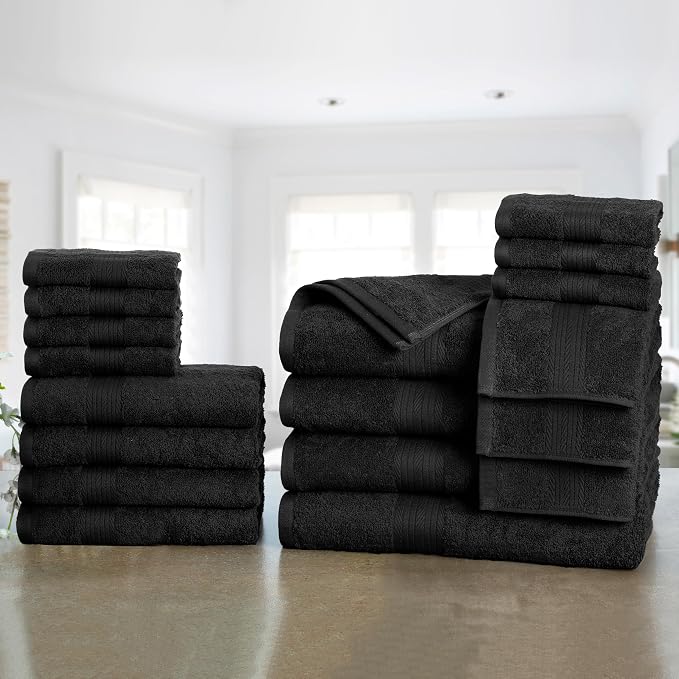 Ample Decor Bathroom Towel Set of 18-4 Hand Towel, 4 Bath Towel, 10 Wash Cloths - Image 2