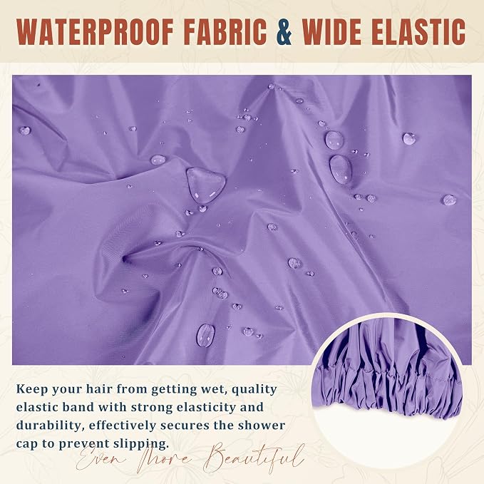 Reusable Shower Cap for Women, Stylish Large Waterproof Shower Bonnet Washable - Image 6