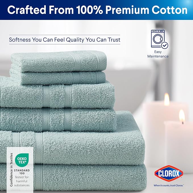 CLOROX Bleach Friendly Towels, Quick Dry, 100% Cotton Hand Towels, Highly - Image 5