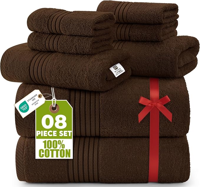 Utopia Towels 8 Piece Premium Towel Set, 2 Bath, 2 Hand, and 4 Washcloths by UTOPIATOWELS