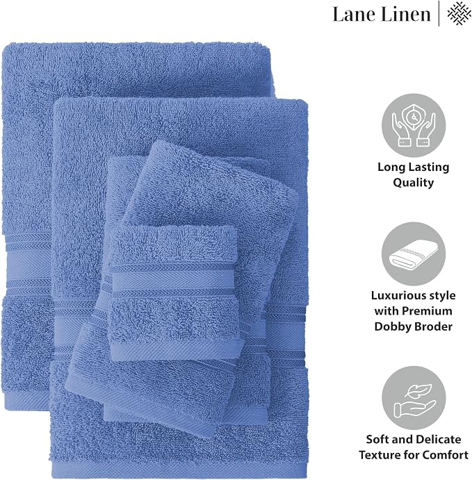 LANE LINEN Premium Bath Towel Set of 12 – 100% Cotton, 4 Bath, 4 Hand Towels & - Image 6