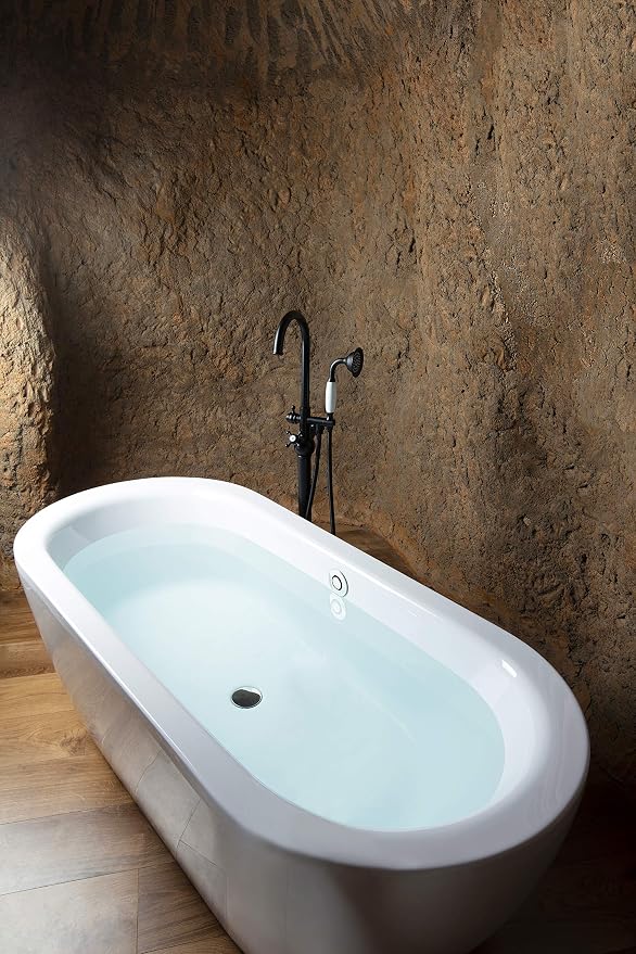 SITGES Solid Brass Freestanding Bathtub Faucet, Bathroom Floor Mount Tub Filler - Image 4