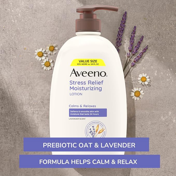 Aveeno Stress Relief Moisturizing Body Lotion 33 Fl Oz, Lavender Scent - Image 4