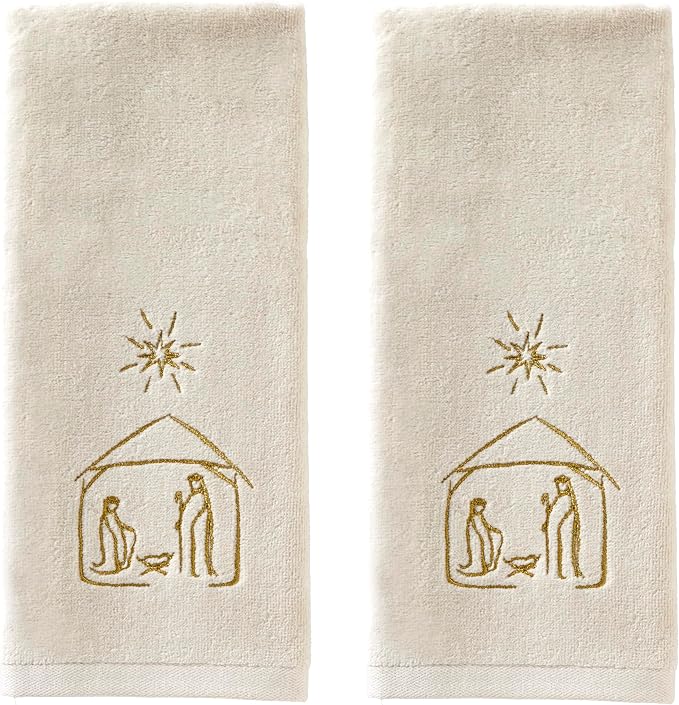SKL Home Religious/Christmas/Winter Nativity Hand Towel 2pc Set by SKLHomebySaturdayKnightLtd