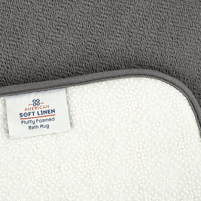American Soft Linen 21x32 Fluffy Foamed Slip Reducer Bath Rug, Machine Washable - Image 4