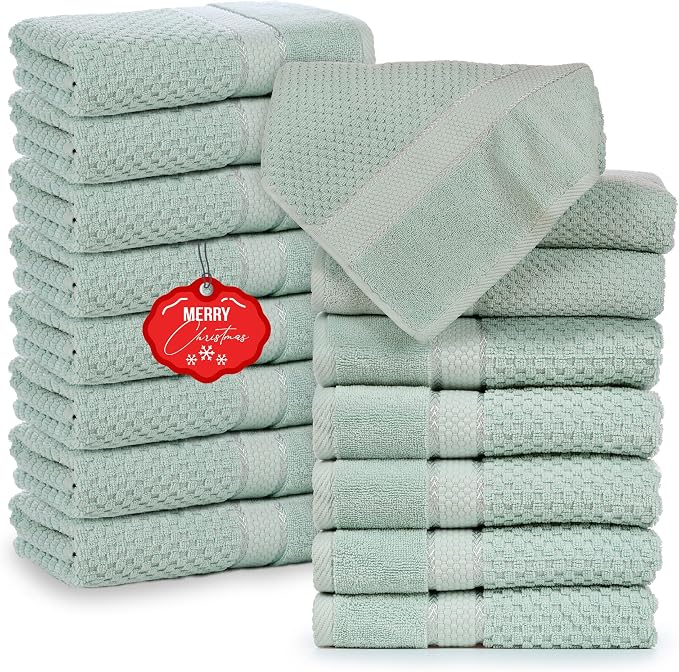 Ample Decor Bath Towels for Bathroom Set of 16 100% Cotton Popcorn Textured by AmpleDecor