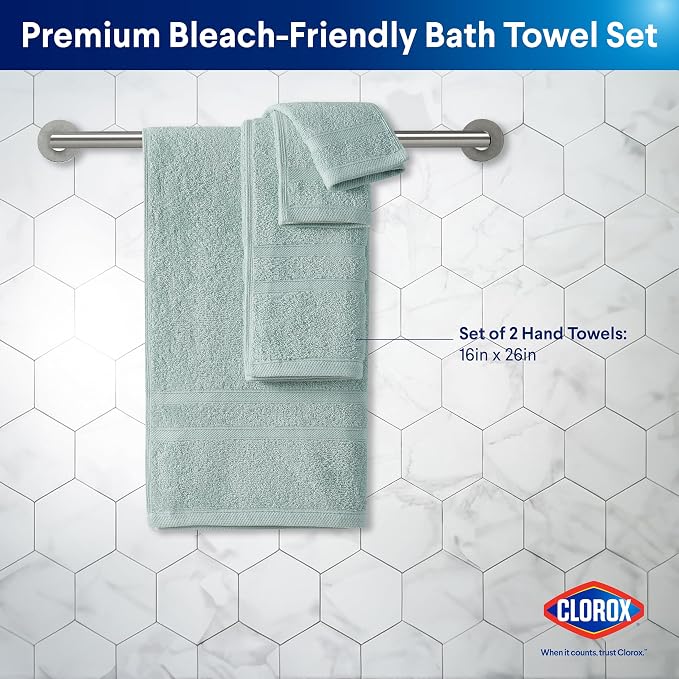 CLOROX Bleach Friendly Towels, Quick Dry, 100% Cotton Hand Towels, Highly - Image 2