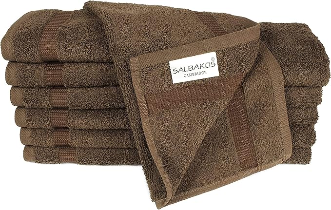 SALBAKOS 100% Turkish Cotton Washcloth Set of 12 13x13 inch | Heirloom Quality by SALBAKOS