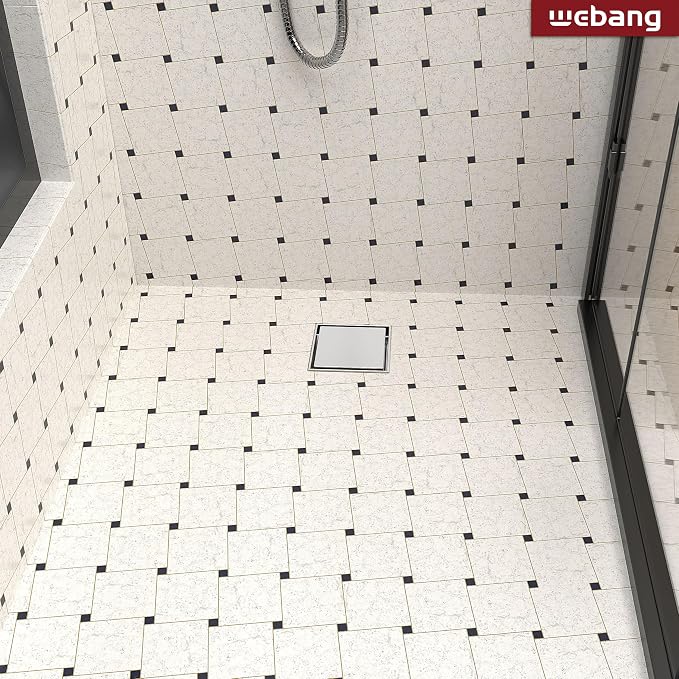 WEBANG 4 Inch Square Shower Drain Brushed Floor Drain - Image 6