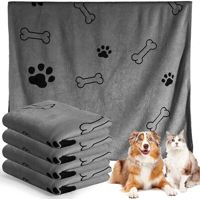 Chumia 4 Pcs Dog Towels for Drying Dog Puppy Bulk Microfiber Absorbent Paw by Chumia