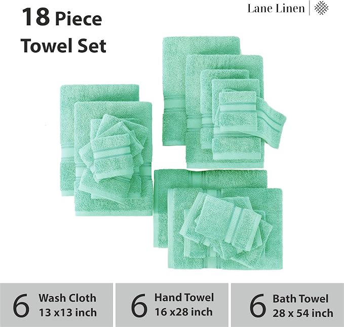 LANE LINEN 18Piece Bathroom Towels – Luxurious 100% Cotton, Zero Twist - Image 3