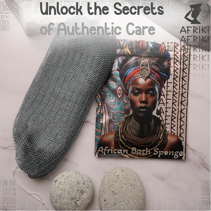 AFRIKI African Net Sponge – Exfoliating Body Scrubber, All Skin Types | 45 in - Image 4