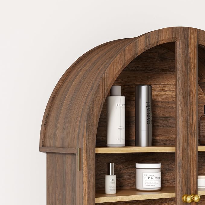 Arched Wall Cabinet with Acrylic Door, Large Wooden Wall Mounted Bathroom - Image 5