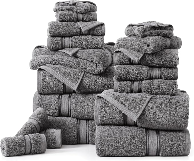 LANE LINEN 100% Mercerized Cotton Bath Towels Set of 18 – Zero Twist, 6 Bath - Image 2