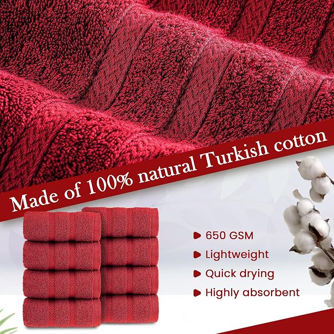 HALLEY Turkish 8 Pack Premium Washcloths 650 GSM Highly Absorbent Super Soft - Image 3