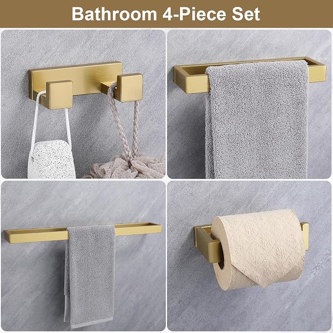 Lairuier Bathroom Hardware Accessories Set, Brushed Gold 4-Piece Bathroom - Image 2