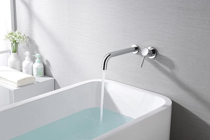 SUMERAIN Tub Filler Wall Mount Bathtub Faucet Extra Long Spout, Single Handle - Image 5