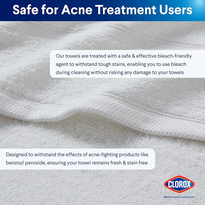 CLOROX Bleach Friendly Towels, Quick Dry, 100% Cotton Hand Towels, Highly - Image 3