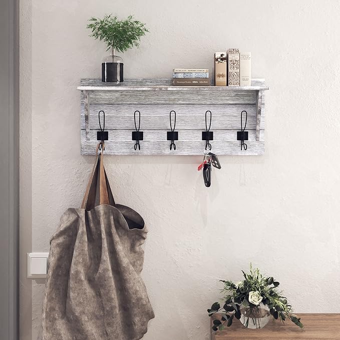 HBCY Creations Rustic Wall Mounted Coat Rack - Image 2