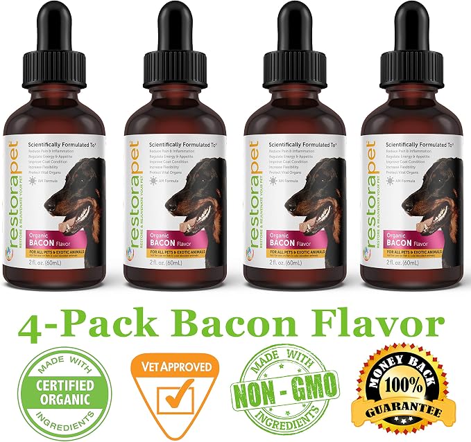 RestoraPet 4-Pack Dog & Cat Bacon Liquid Multivitamin | Dog Arthritis Pain - Image 7