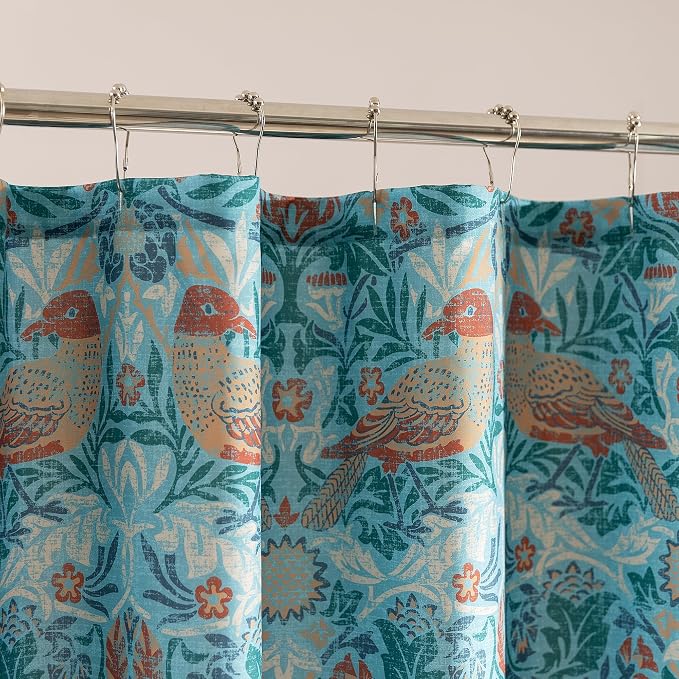 SLEEP ZONE Blue Garden Shower Curtain Waterproof Curtains - Image 2