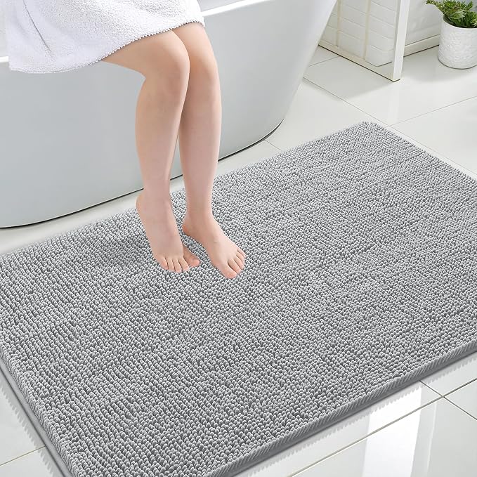 OLANLY Bathroom Rugs 44x32, Extra Soft Absorbent Chenille Bath Rugs, Rubber by OLANLY