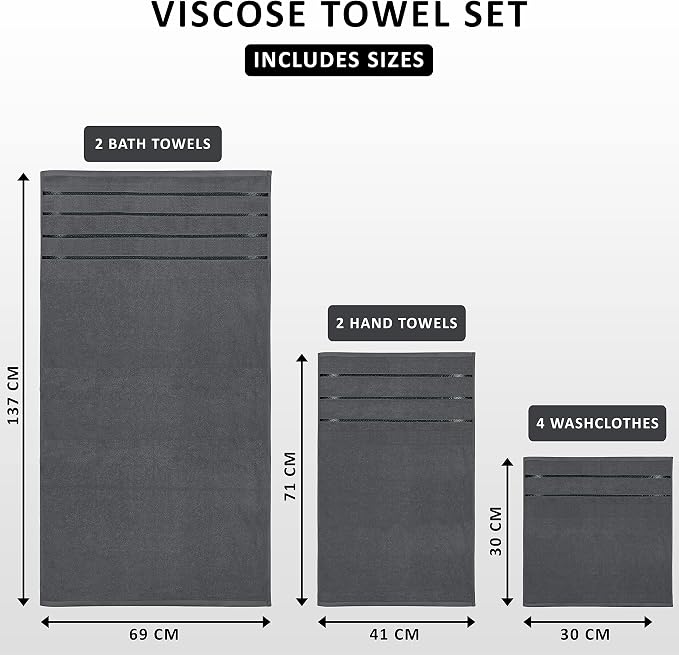 Utopia Towels 8-Piece Luxury Towel Set, 2 Bath Towels, 2 Hand Towels, and 4 - Image 2