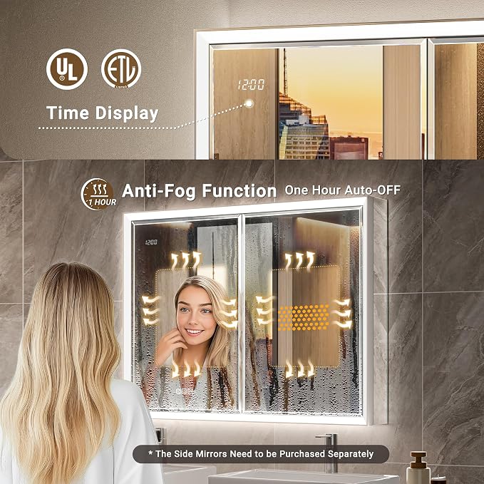54x30 Beveled Lighted Medicine Cabinet - Image 6