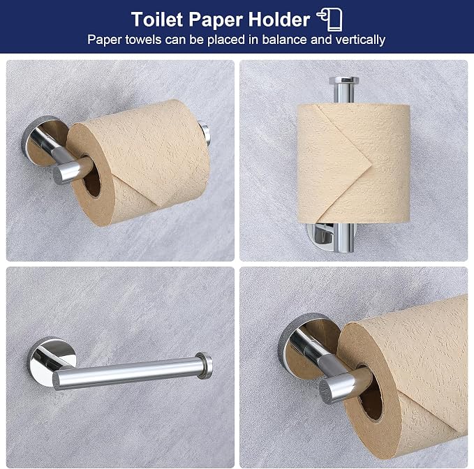 5 Pieces Bathroom Hardware Set, 23.6-inch+15.35-inch Bathroom Towel bar SUS304 - Image 5