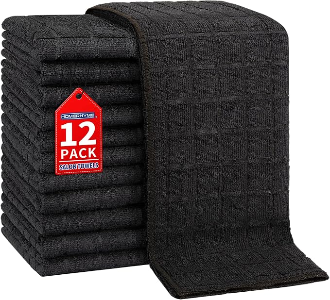 HOMERHYME Salon Towels, 12 Pack Black Hand Towels by HOMERHYME