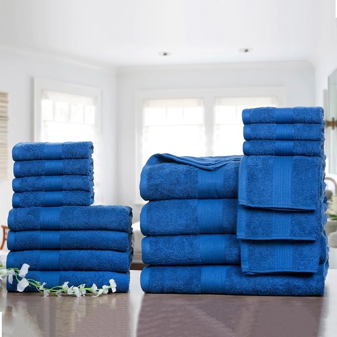 Ample Decor Bathroom Towel Set of 18-4 Hand Towel, 4 Bath Towel, 10 Wash Cloths - Image 2