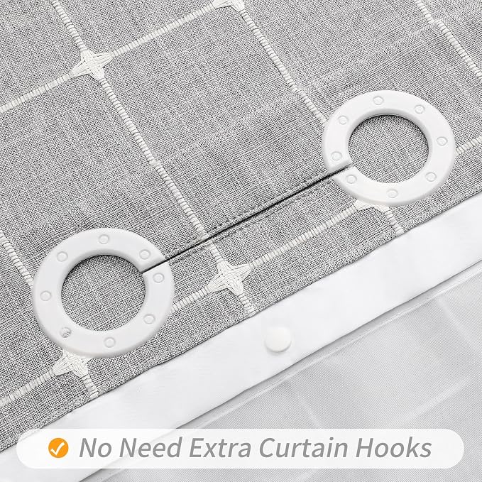 MitoVilla No Hooks Needed Boho Farmhouse Shower Curtain - Image 3