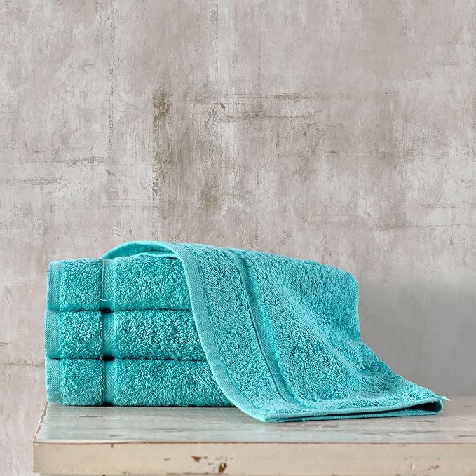 Teal Turquoise Washcloth Linen Set Premium Original Turkish Cotton, Hotel - Image 2