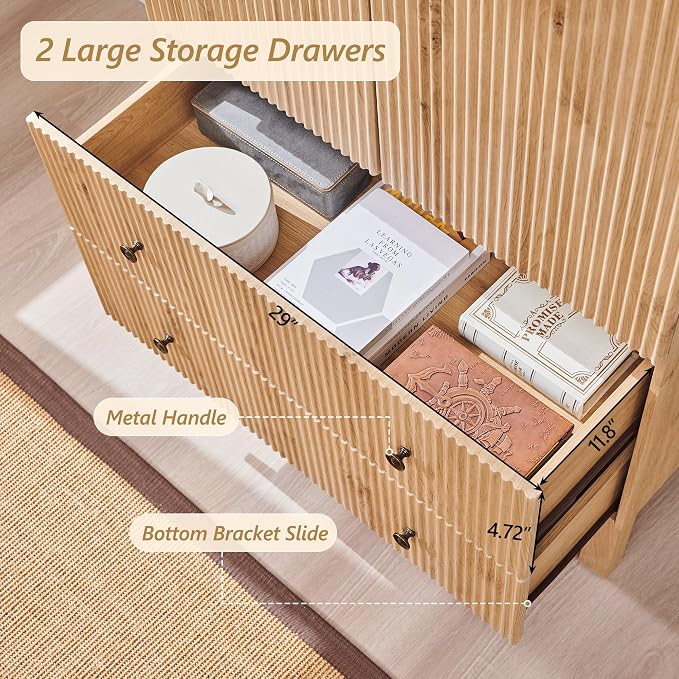 71" Tall Arched Bathroom Storage Cabinet, Modern Fluted Cabinet Storage - Image 5