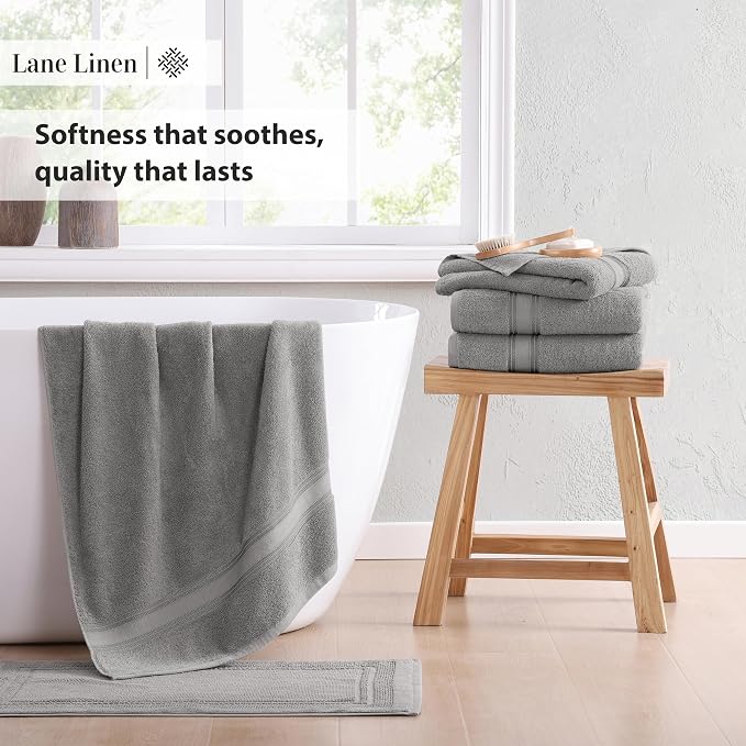 LANE LINEN 100% Cotton Bath Towels Set of 4 - Image 5