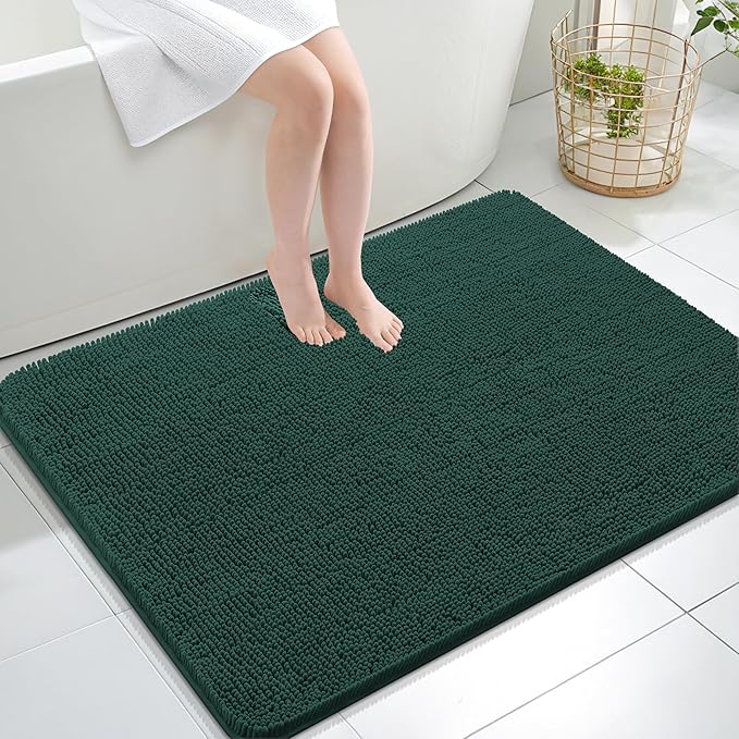 OLANLY Bathroom Rugs 40x32, Extra Soft Absorbent Chenille Bath Rugs, Rubber by OLANLY