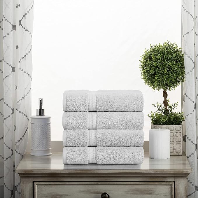 Superior Egyptian Cotton Pile Hand Towel Set of 4, Ultra Soft Luxury Towels - Image 2
