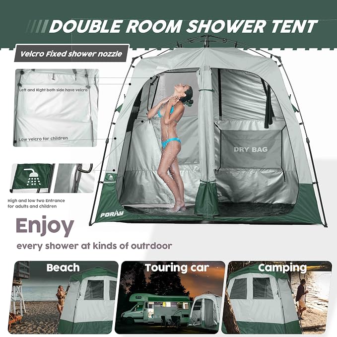 Camping Shower Tent Deluxe Changing Room Easy Set Up Privacy Shelter, Large - Image 2