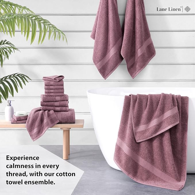 LANE LINEN 100% Mercerized Cotton Luxury Bathroom Towel Set - Image 3