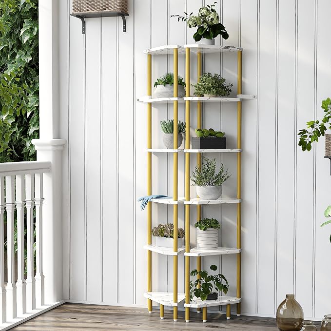 6 Tier Corner Shelf, 66.5'' Tall Standing Shelf, Narrow Display Shelf Stand - Image 4