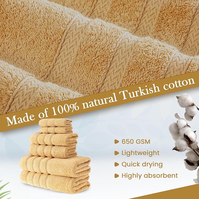 HALLEY Turkish Towels Set 650 GSM Highly Absorbent Super Soft 100% Cotton - Image 3