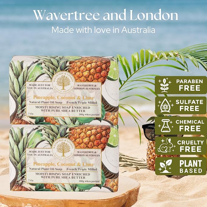 Wavertree & London Pineapple, Coconut & Lime Scented Natural Soap, 7oz - Image 2